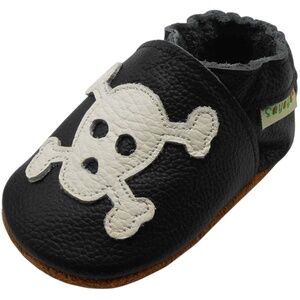 Sayoyo Black Leather Skull Mocassins Baby Shoes 12-18 months